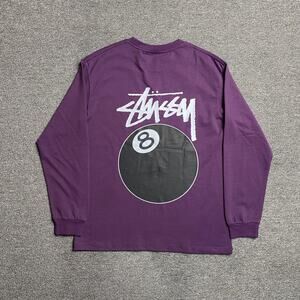 Stussy Solid 8 Ball Long Sleeve T-Shirt in purple